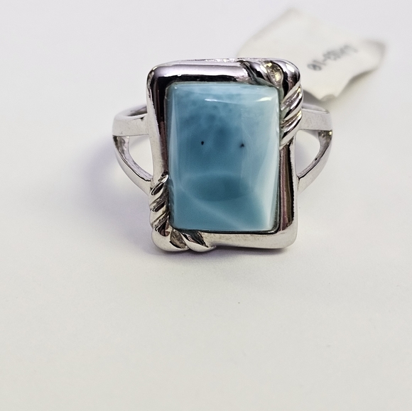 Natural Larimar & Sterling Silver Ring Size 10! NEW - Picture 4 of 4